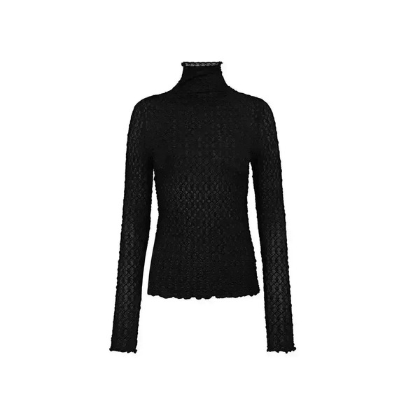S. Deer High Neck Slim Fit Textured Minimalist Top Dark Coquette Whimsigoth - Picture 5 of 11